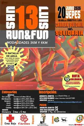 13ª Carrera 100 % Solidaria San Luis RUN en Yepes (6km, 3km, 2km)