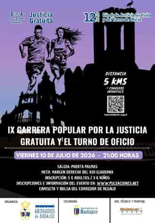 IX Carrera Popular Conmemorativa del día de la Justicia Gratuita y el Turno de Oficio BADAJOZ en Badajoz (5km, 0.1km, 0.5km, 1km, 1.5km)