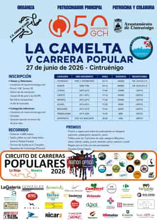La Camelta V Carrera Popular en Cintruénigo (6.8km, 6.8km, 1.5km, 1km, 1km, 0.5km, 0.3km, 0.08km, 0.05km)