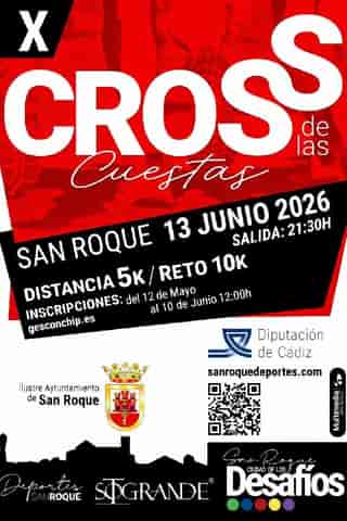 X Cross de las Cuestas, San Roque 2026 EDICIÓN ESPECIAL en San Roque (0.5km, 1km, 1.5km, 2km, 2km, 2.5km, 2.5km, 3km, 3km, 3km, 5km, 10km)