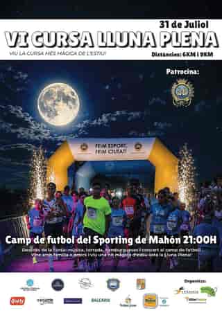 VI Cursa LLuna Plena D'Estiu 2026 en Maó (9km, 6km)