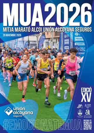XV Mitja Marató Alcoi Unión Alcoyana Seguros MUA 2026 en Alcoy (0.2km, 0.5km, 1km, 1.5km, 1.5km, 21.097km, 10.548km, 10.548km, 10.548km)