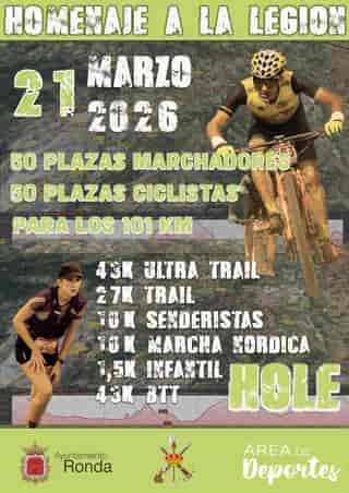 XXI HOLE Cxm Trail 2026 en Ronda (26km, 43km, 27km, 12km)