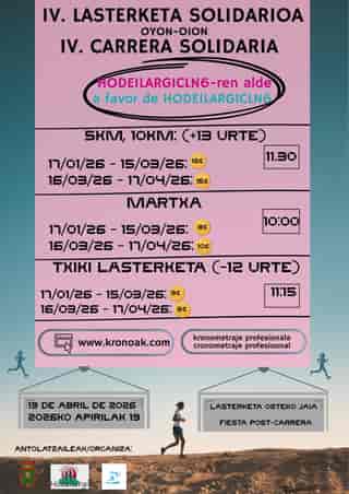 IV. CARRERA / MARCHA SOLIDARIA OION A FAVOR DE HODEILARGICLN6 en Oyón-Oion (5km, 10km, 5km)