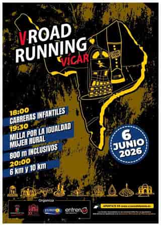 V ROAD RUNNING VÍCAR en Vícar (50m, 100m, 200m, 400m, 600m, 800m, 1000m, 800m, 1.609km, 6km, 10km)