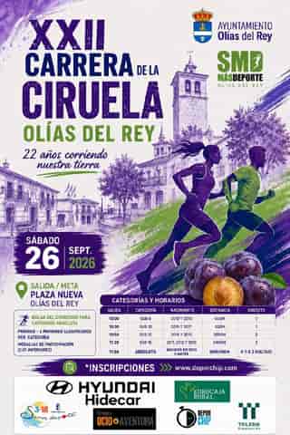XXII Carrera de la Ciruela Olías del Rey en Olías del Rey (300m, 600m, 1000m, 2400m, 5km, 10km)