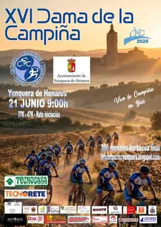 XVI Marcha Cicloturista MTB Dama de La Campiña 2026 en Yunquera de Henares (47km, 37km, 25km)