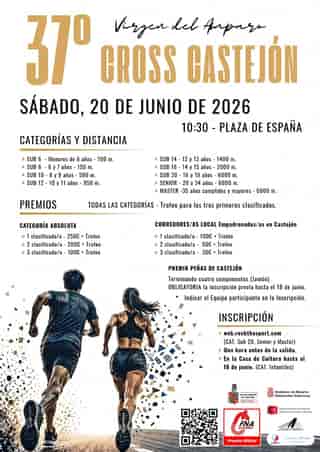 XXXVII Cross Virgen del Amparo Castejón en Castejón (100m, 150m, 500m, 950m, 1400m, 2000m, 6000m, 6000m, 6000m)