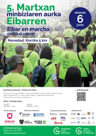 5. Martxan minbiziaren aurka Eibarren (Eibar en marcha contra el cáncer) en Eibar (5km, 3km)