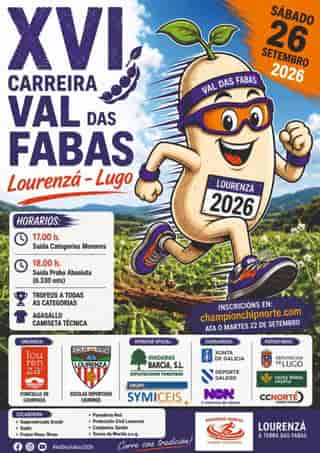 XVI CARREIRA POPULAR VAL DAS FABAS LOURENZÁ en Lorenzana (300m, 800m, 800m, 800m, 800m, 800m, 800m, 6.31km, 3.155km)
