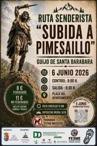 Ruta Senderista Subida a Pimesaillo en Guijo de Santa Bárbara (15km)