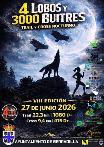 VIII CARRERA POR MONTAÑA 4 LOBOS Y 3000 BUITRES en Serradilla (25km)