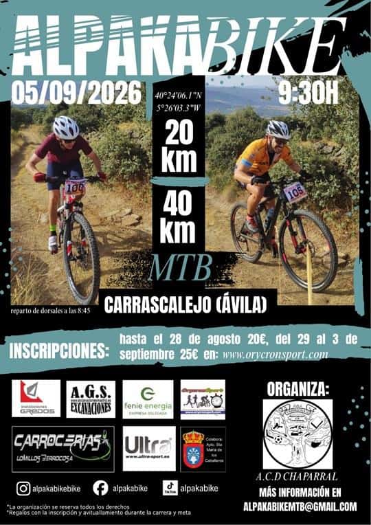 Marcha MTB AlpakaBike 2026 en Carrascalejo (20km, 40km)