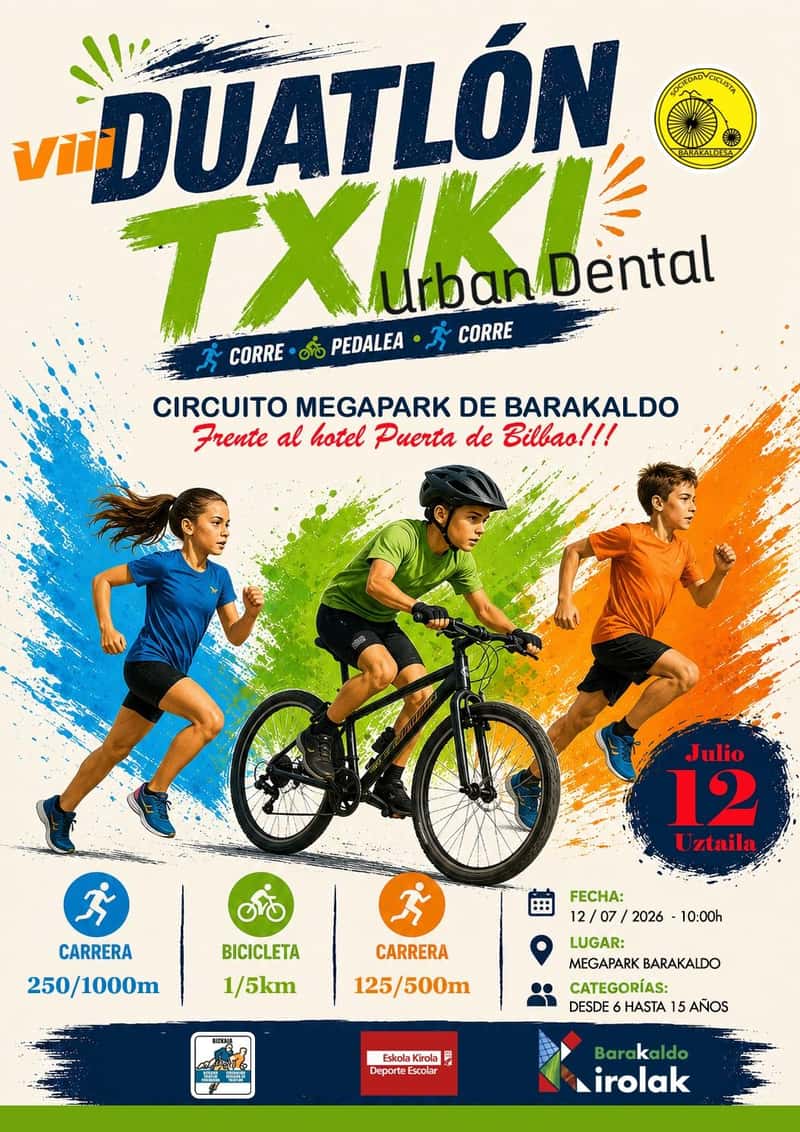 VIII Duatlón Txiki Urban Dental Barakaldo en San Vicente de Barakaldo (0.25km, 1km, 0.125km, 1km, 5km, 0.5km)