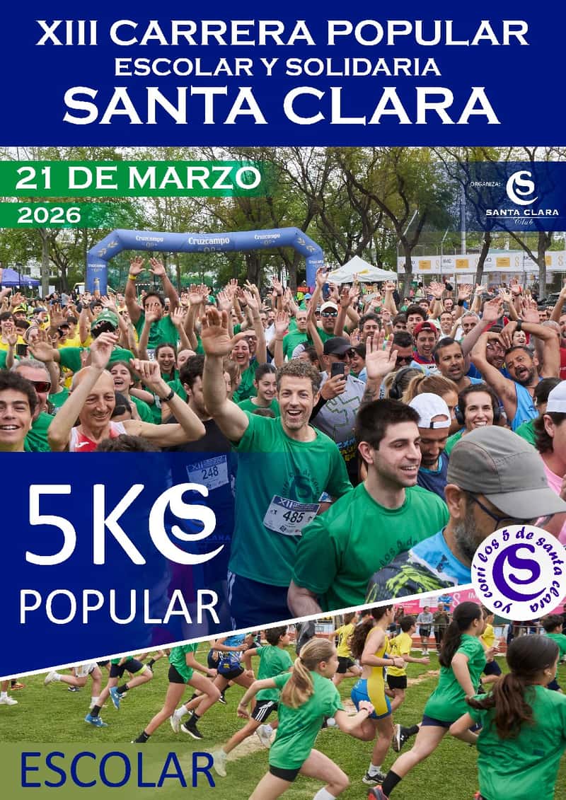 XIII Carrera Popular y Solidaria Santa Clara en Sevilla (100m, 300m, 800m, 1.2km, 1.5km, 5km, 5km, 5km, 5km)