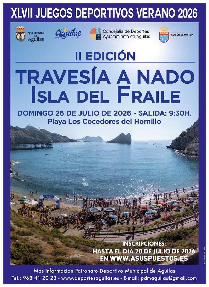 Travesía a Nado Isla del Fraile 2026 en Águilas (2.2km, 0.8km, 0.8km, 0.35km)