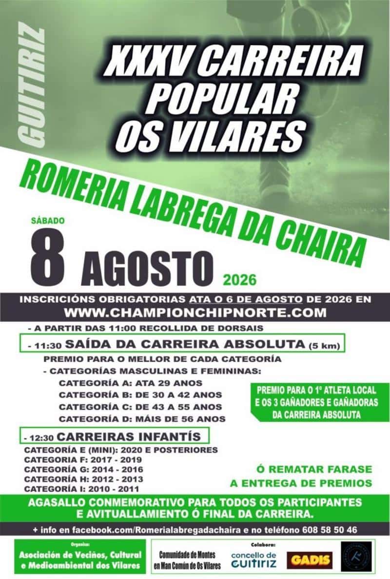 XXXIV CARREIRA POPULAR DE OS VILARES (GUITIRIZ) en Guitiriz (5km, 0.1km, 1km, 1km, 1.5km)