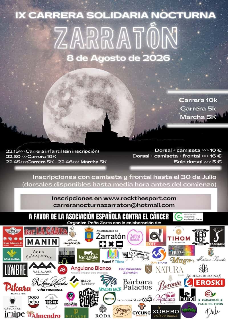 IX Carrera Solidaria Nocturna Zarratón en Zarratón (10km, 5km, 5km)