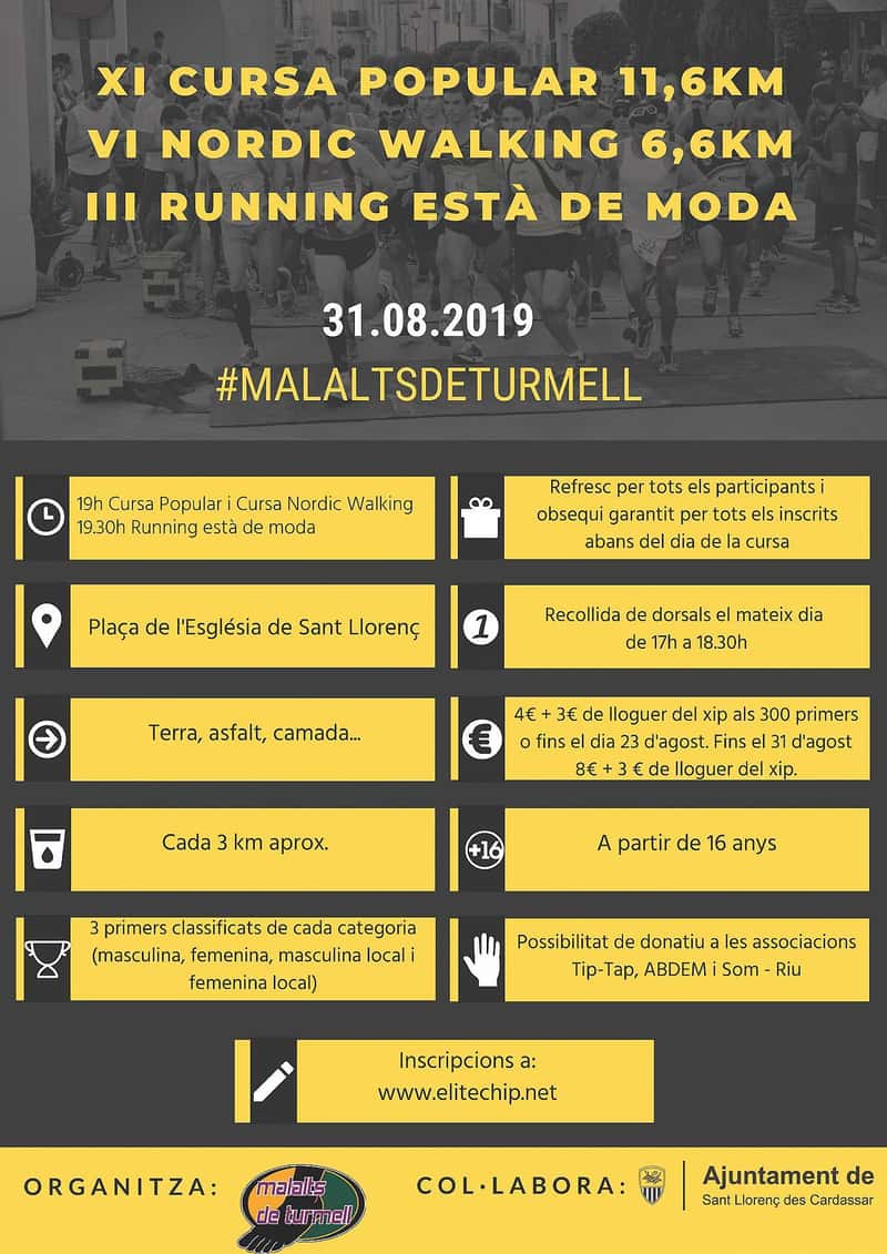 XI Cursa Malalts de Turmell 2019 en Sant Llorenç des Cardassar (11.6km, 6.6km, 6.6km)