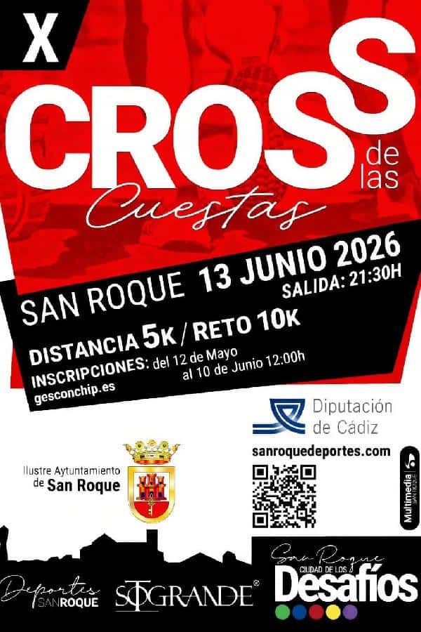 X Cross de las Cuestas, San Roque 2026 EDICIÓN ESPECIAL en San Roque (0.5km, 1km, 1.5km, 2km, 2km, 2.5km, 2.5km, 3km, 3km, 3km, 5km, 10km)