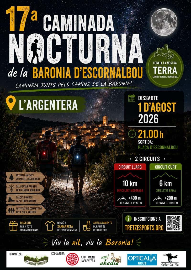 17a Caminada Nocturna de la Baronia d'Escornalbou en L'Argentera (10km, 6km)