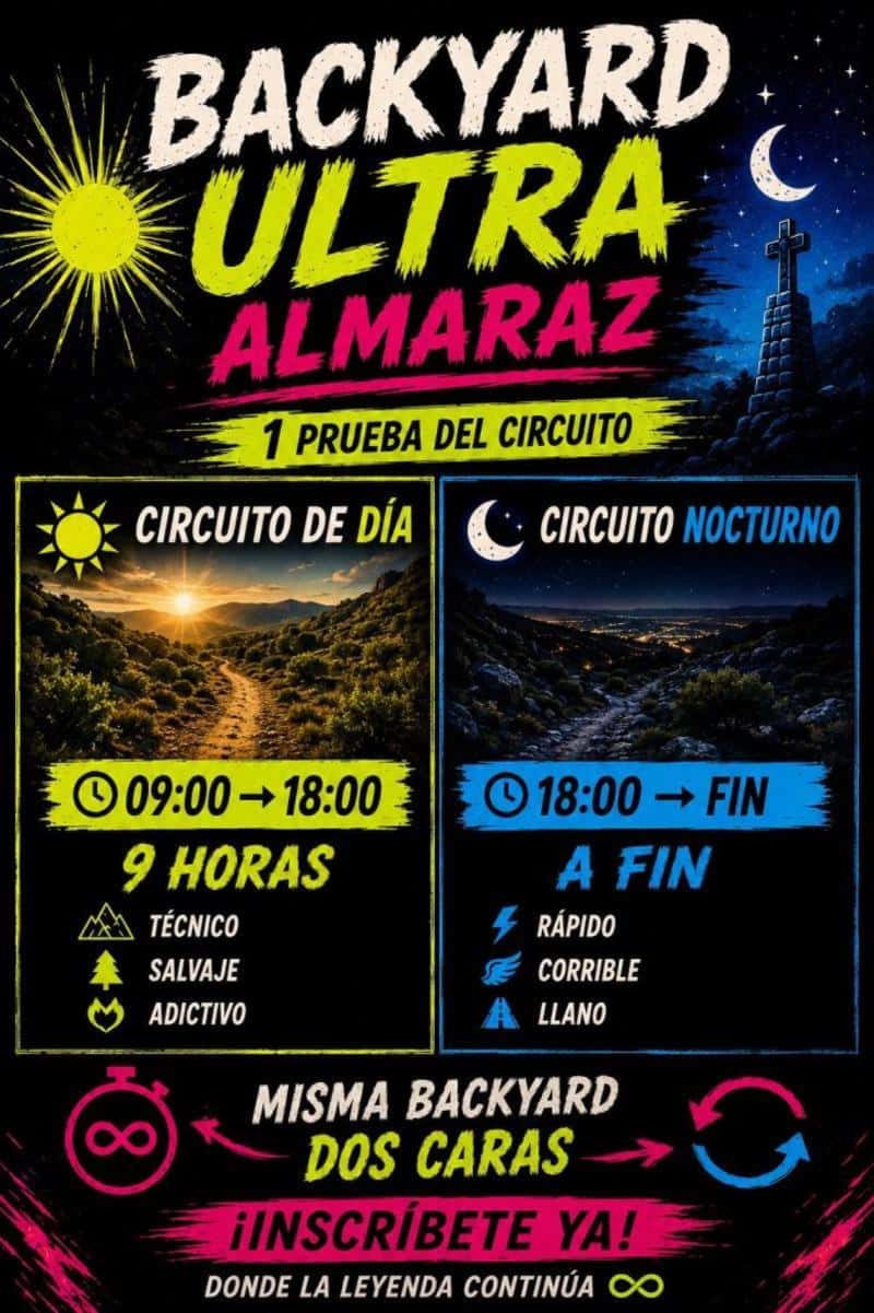 II EDICIÓN BACKYARD ULTRA ALMARAZ (ENERGÍA INFINITA) en Almaraz (6.706km, 100.59km, 46.942km, 6.706km)