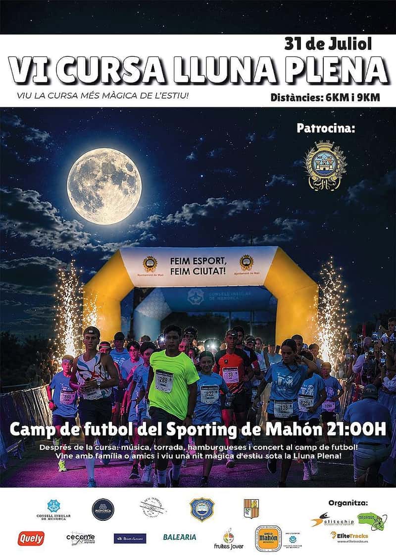 VI Cursa LLuna Plena D'Estiu 2026 en Maó (9km, 6km)
