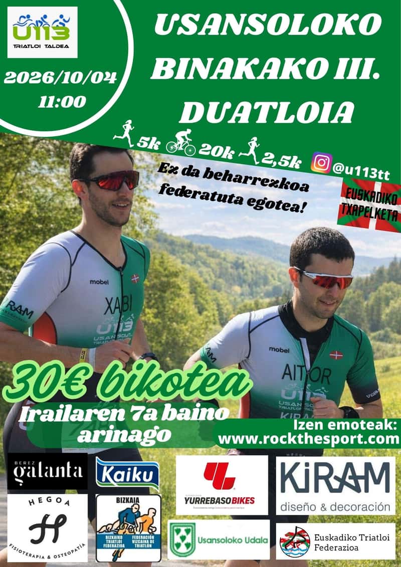 USANSOLOKO BIKOTEKAKO III. DUATLOIA - EUSKADIKO TXAPELKETA en Usansolo (5km, 20km, 2.5km)