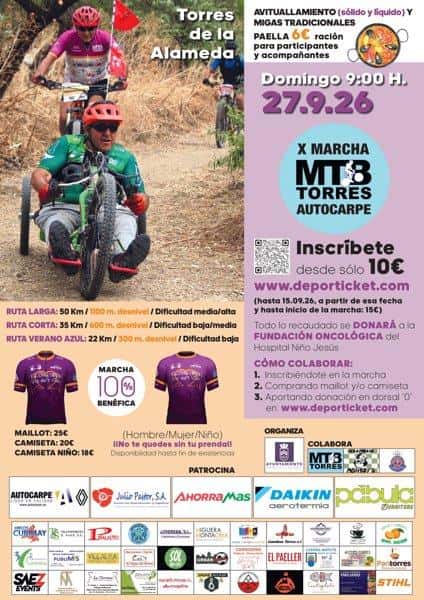 10ª Marcha MTB Torres. AUTOCARPE en Torres de la Alameda (50km, 35km, 22km)