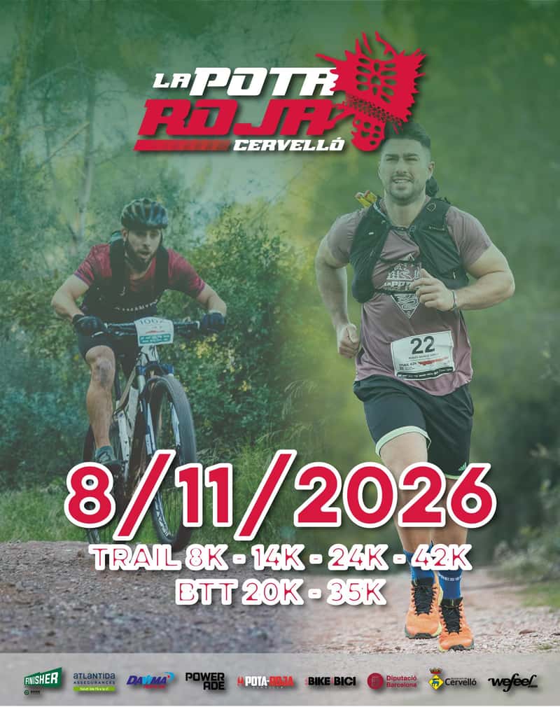 LA POTA ROJA 2026 en Cervelló (8km, 14km, 24km, 42km, 20km, 40km)