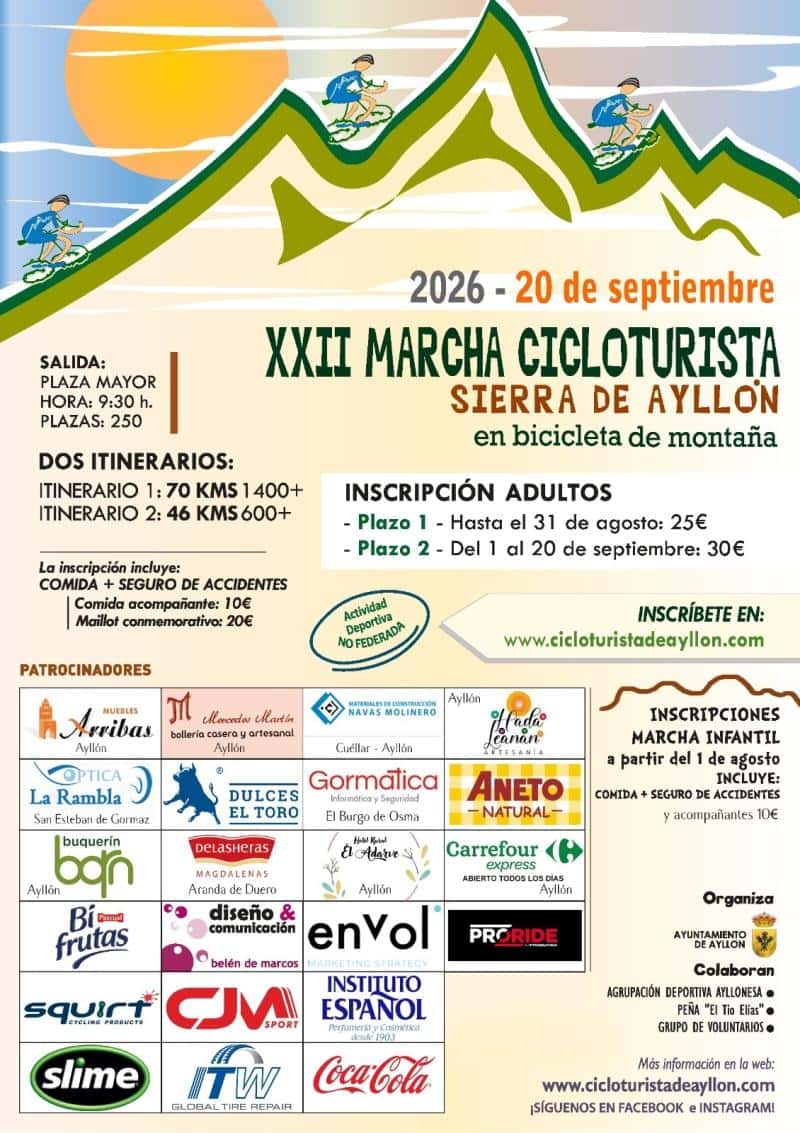 XXII MARCHA CICLOTURISTA SIERRA DE AYLLÓN en Ayllón (70km, 46km)
