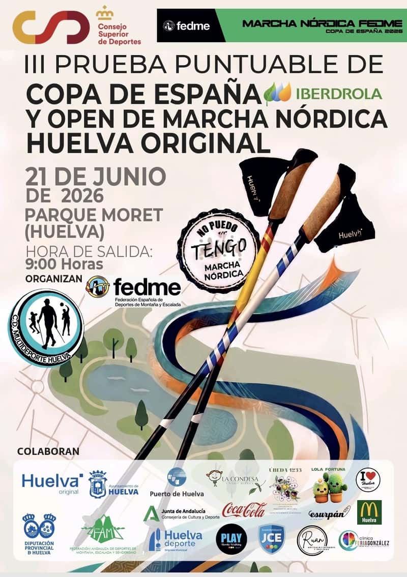 III Copa de España Iberdrola de Marcha Nórdica y Open Marcha Nórdica Huelva Original en Huelva (1km, 1km, 1km, 1km)