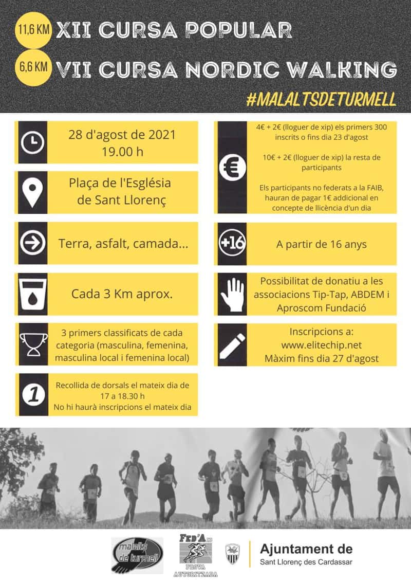 XII Cursa Malalts de Turmell 2021 en Sant Llorenç des Cardassar (11.6km, 6.6km)