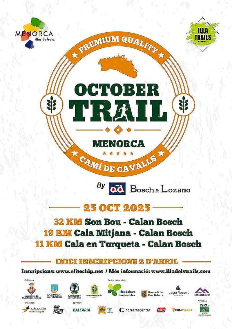 VII October Trail Menorca 2025 en Menorca, Illes Balears, España (32km, 19km, 19km, 11km, 11km)