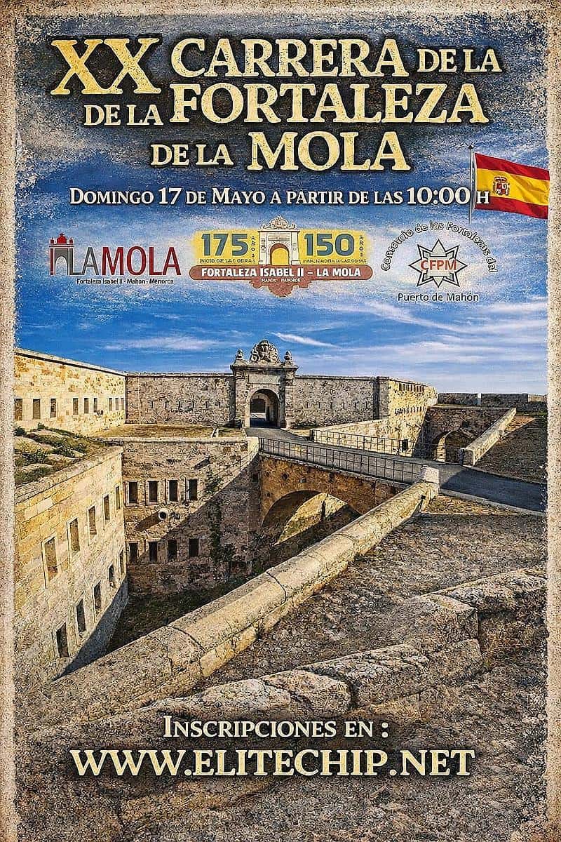 XX Carrera Fortaleza de la Mola 2026 en Maó (0.25km, 0.5km, 1km, 3.75km, 7.5km, 3.2km)