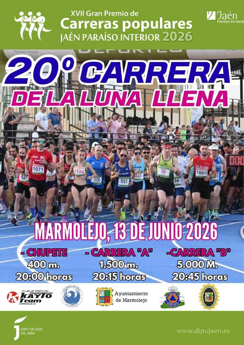 20ª Carrera de la Luna Llena en Marmolejo (400m, 1500m, 5000m)