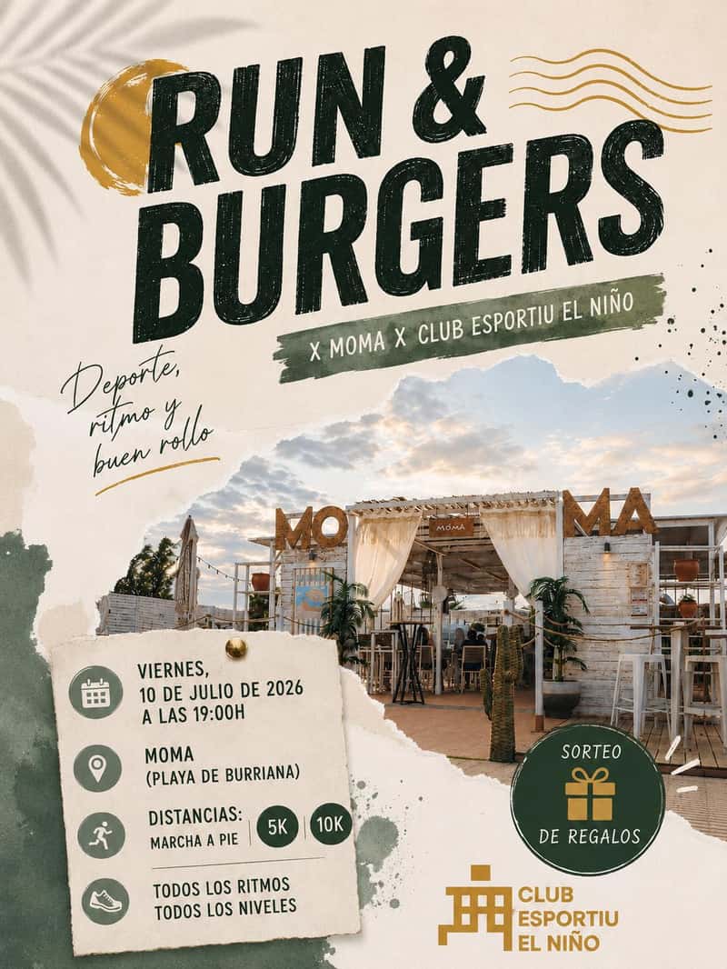 II RUN&BURGERS X CLUB ESPORTIU EL NIÑO X MOMA en El Grau de Borriana (5km, 10km)