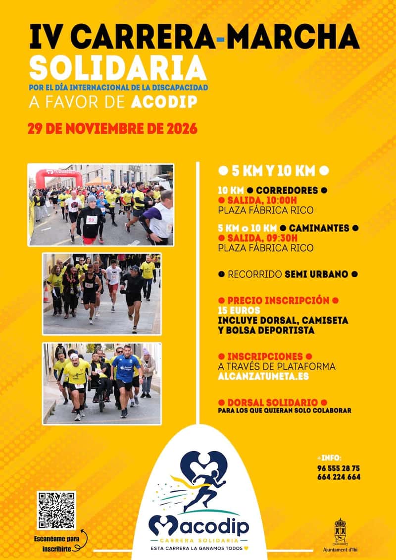 IV Carrera y Marcha Solidaria a favor de ACODIP en Ibi (10km, 5km, 10km)