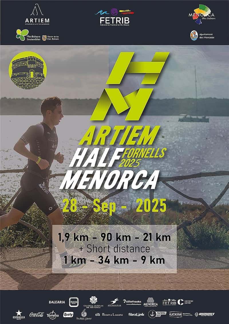 X Artiem Half Menorca Triatlón 2025 en Fornells (1.9km, 90km, 21.1km, 0.75km, 20km, 5km)