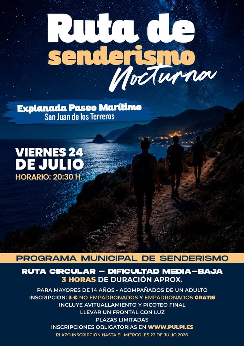 Ruta de Senderismo Nocturna San Juan de Los Terreros 2026 en San Juan de los Terreros (10km, 10km)