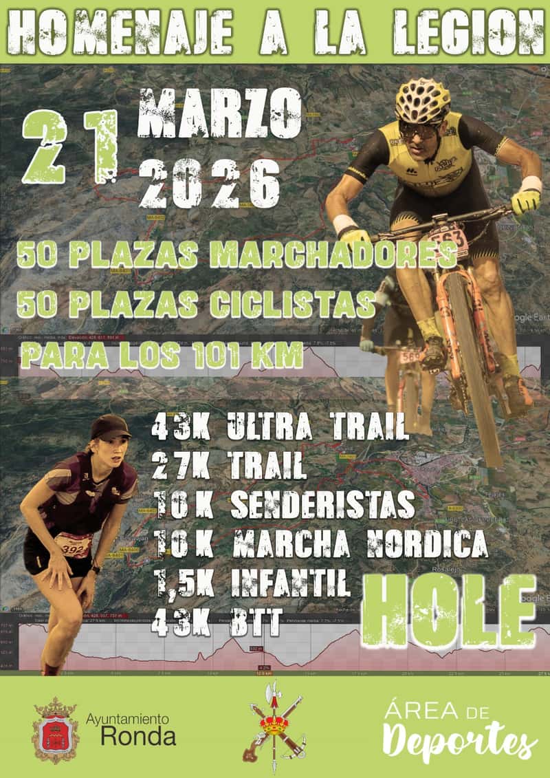 XXI HOLE Cxm Trail 2026 en Ronda (26km, 43km, 27km, 12km)