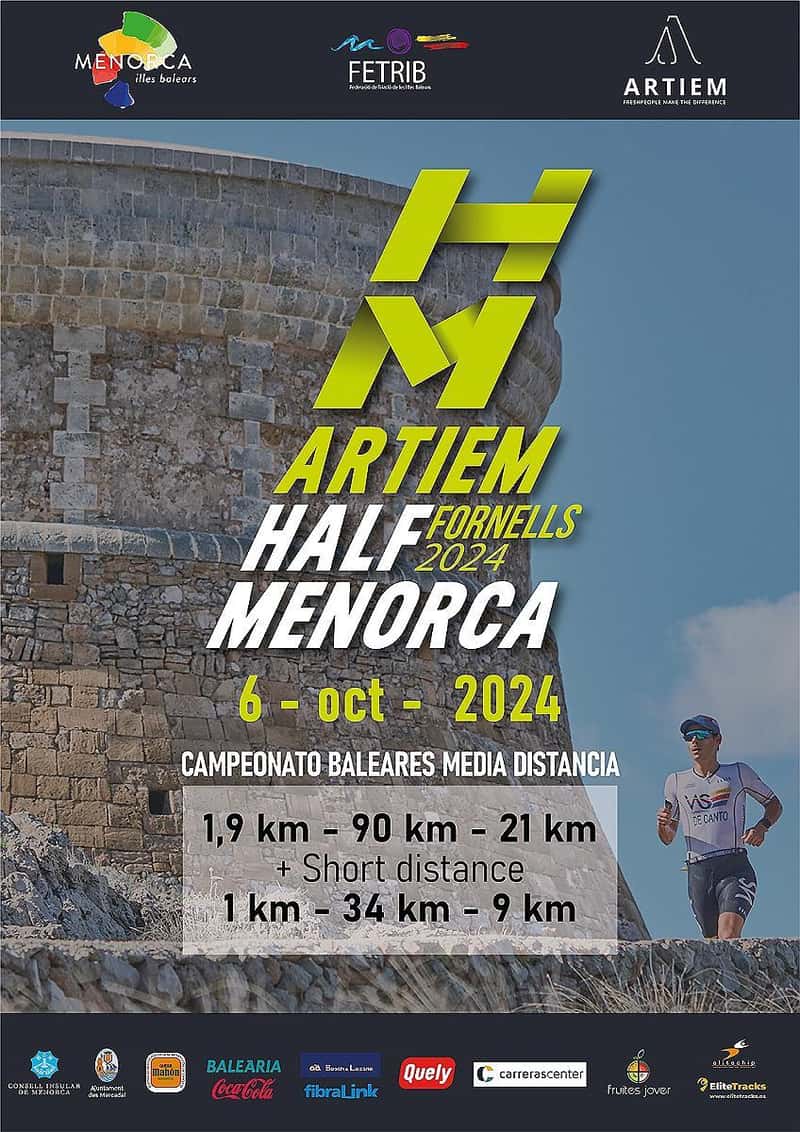 IX Artiem Half Menorca Triatlón 2024 en Fornells (1.9km, 90km, 21.1km, 0.75km, 20km, 5km)