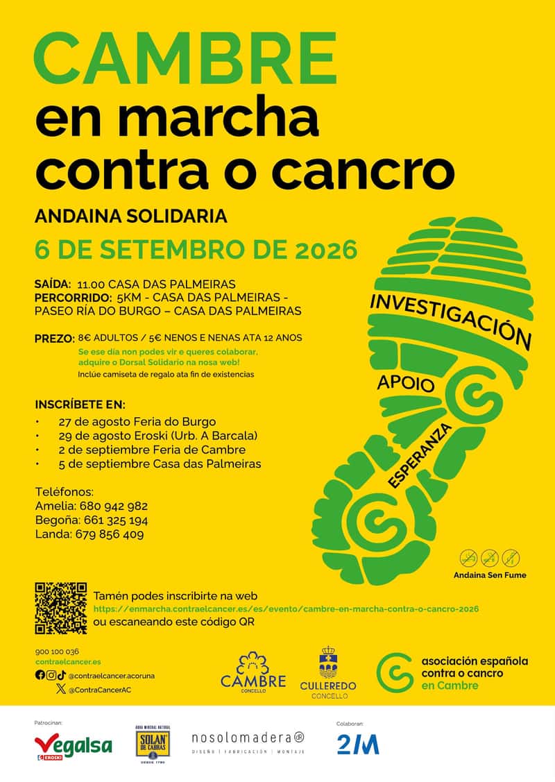 Cambre en Marcha Contra o Cancro 2026 en O Temple (5km)