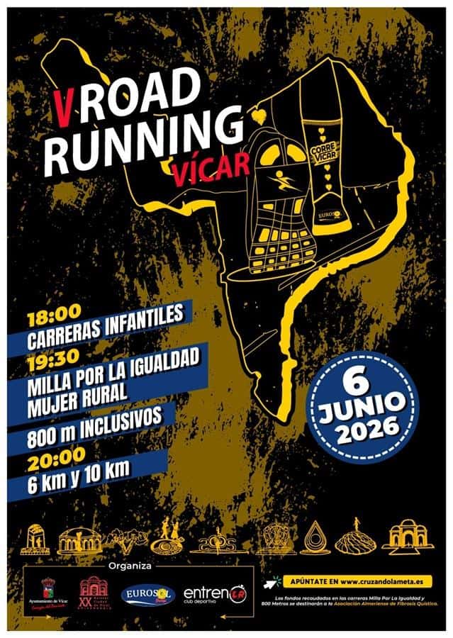 V ROAD RUNNING VÍCAR en Vícar (50m, 100m, 200m, 400m, 600m, 800m, 1000m, 800m, 1.609km, 6km, 10km)