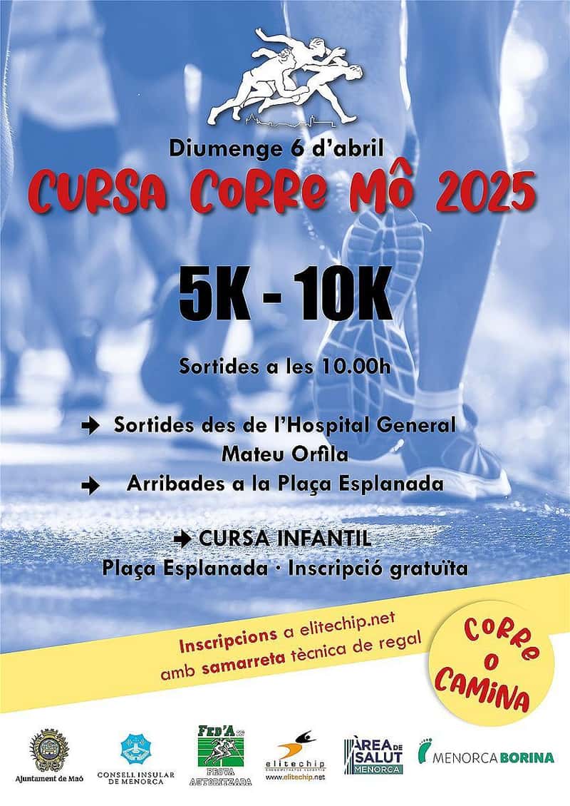 VII Cursa Corre Mô 2025 en Maó (10km, 5km, 0.2km, 0.2km, 0.5km, 0.5km)
