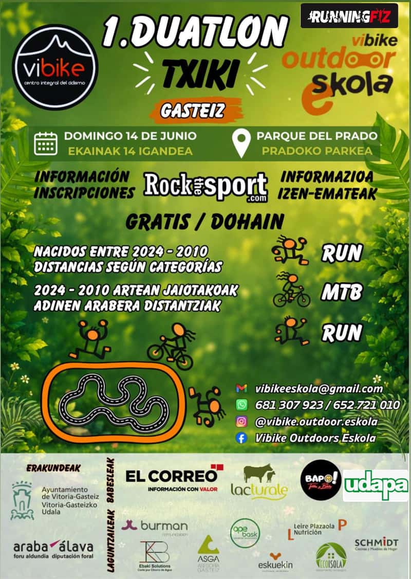 Duatlón Vibike Outdoor Eskola en Vitoria-Gasteiz (11.6km, 7.5km, 4.8km, 2.75km, 1.175km, 0.48km, 0.12km, 1km)