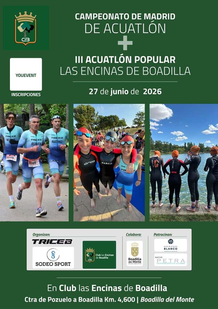 Campeonato de Madrid de Acuatlón + III Acuatlón Popular Las Encinas de Boadilla en Boadilla del Monte (5.4km)