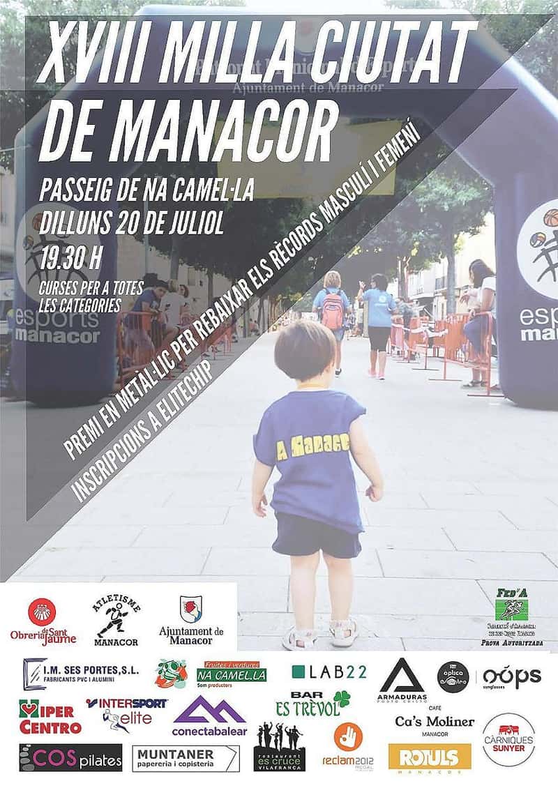XVIII Milla Ciutat de Manacor 2026 en Manacor (100meter, 201.125meter, 402.25meter, 804.5meter, 1.609km, 1.609km, 1.609km, 1.609km, 1.609km)