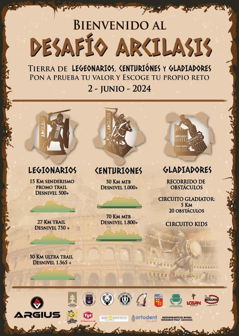 I Desafío Arcilasis en Archivel (50km, 50km, 80km, 80km, 50km, 80km, 15km, 27km, 15km, 27km, 5km, 5km, 5km, 5km, 1km)