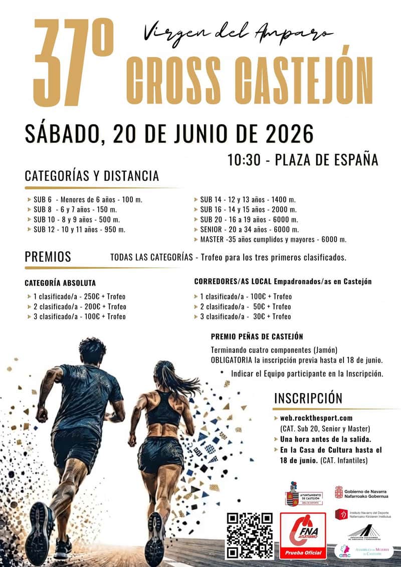 XXXVII Cross Virgen del Amparo Castejón en Castejón (100m, 150m, 500m, 950m, 1400m, 2000m, 6000m, 6000m, 6000m)